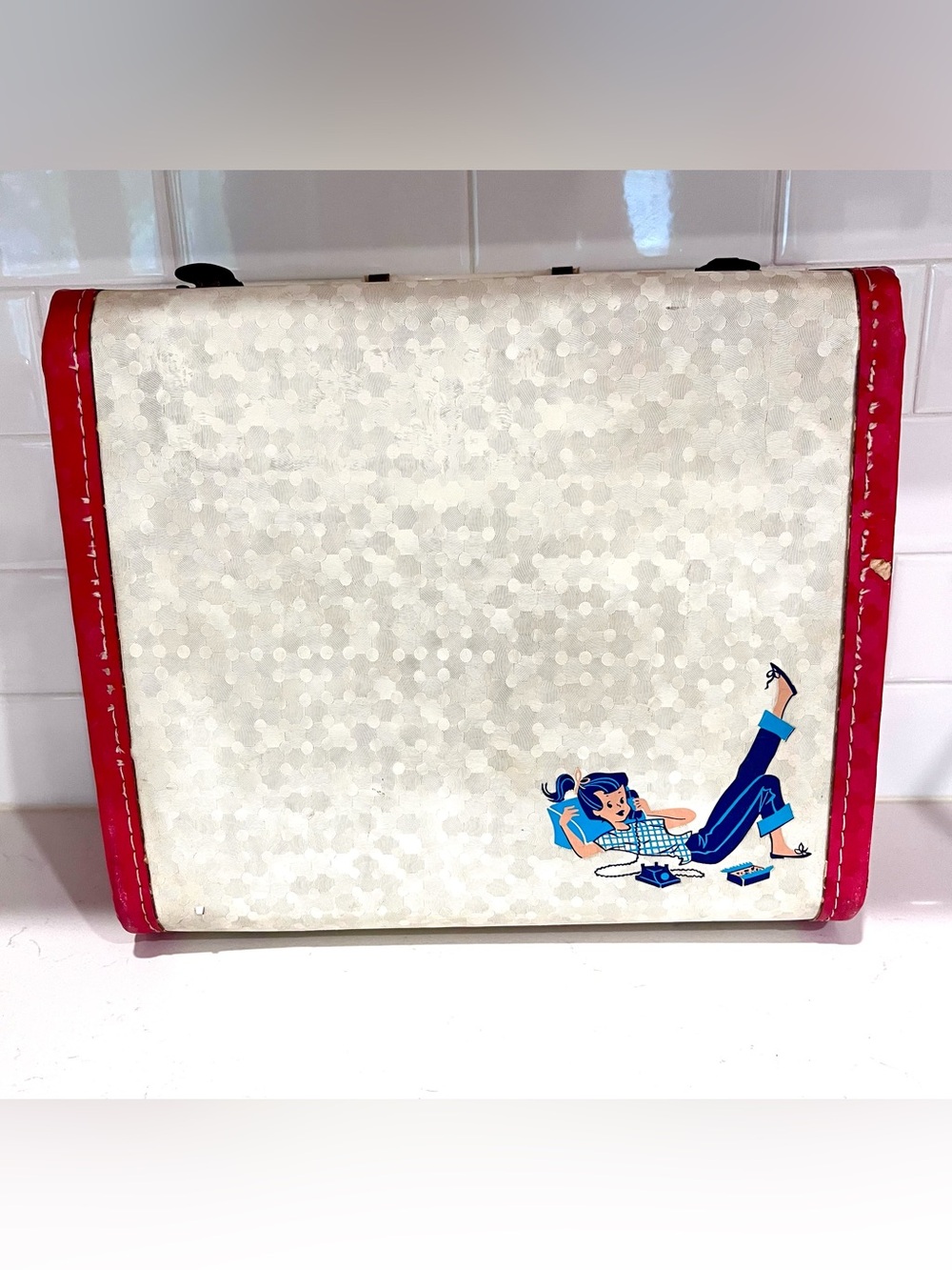 1960’s “Ponytail Girl with Phone” Childs Retro Hardshell Suitcase